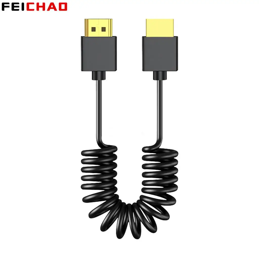 8K HD Mini HDMI-متوافق/مايكرو HDMI-متوافق مع كابل بيانات الربيع لكاميرا DSLR مثبت رصد ملحقات استوديو الصور