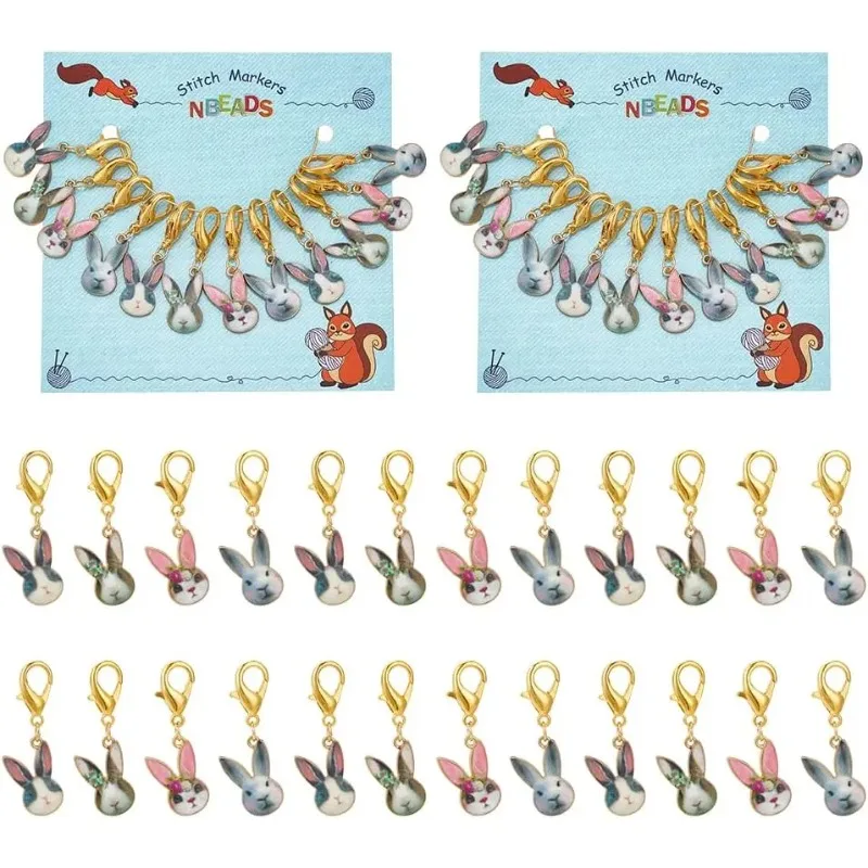 

24Pcs Rabbit Head Stitch Markers Enamel Crochet Stitch Marker Removable Lobster Claw Clasps Locking Stitch Marker