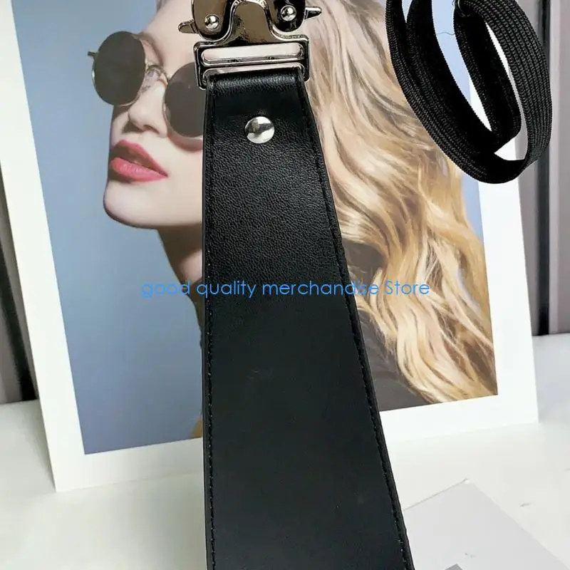 ربطة عنق Y5JD من جلد البولي يوريثان والمعدن قابلة للتعديل وربطة عنق حديثة لحفلات الزفاف واجتماعات العمل بأسلوب متطور يومي