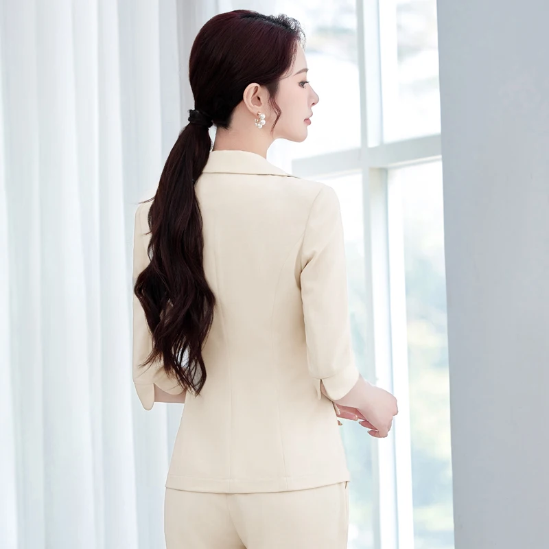 NAVIU, trajes formales de falda de oficina para mujer, conjunto de falda Blazer de primavera y verano, uniforme de media manga, trajes de trabajo formales de negocios elegantes