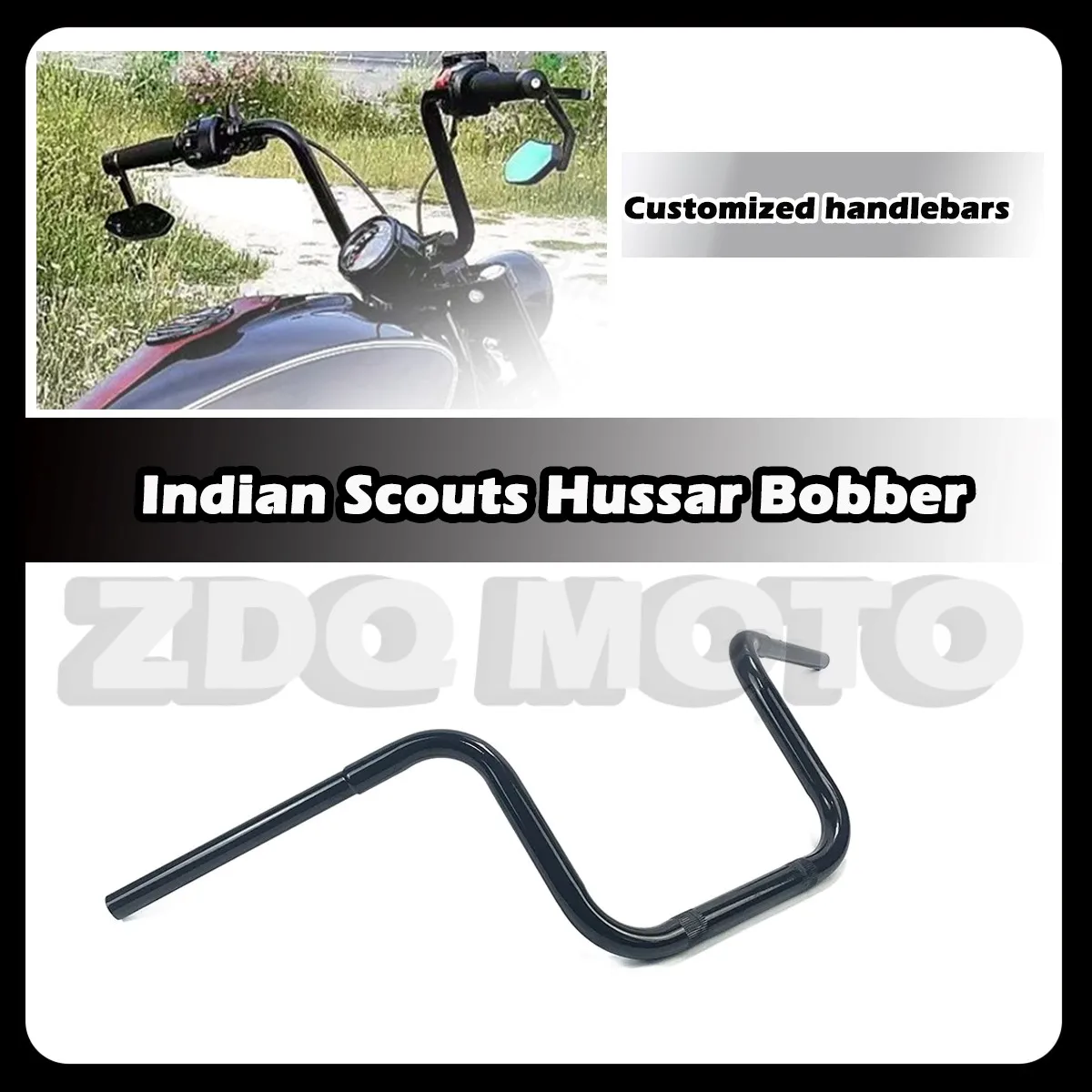 

ZDQ Premium Luxury Custom Motorcycle Handlebar Rise Handle Bar For Indian Scouts Hussar Bobber Motorcycle Steering Wheel