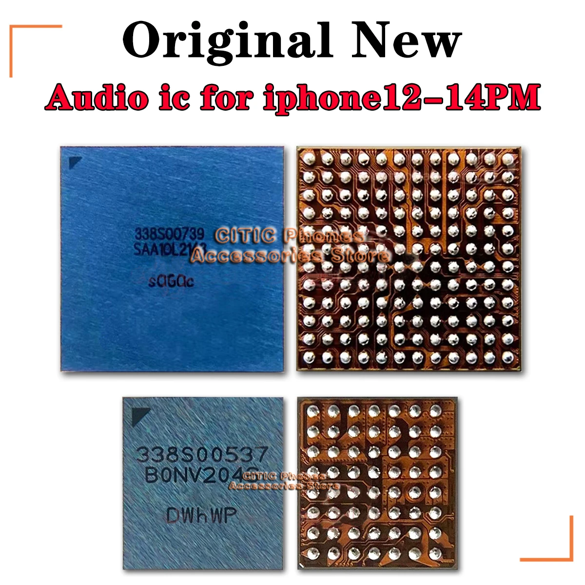 10pcs Original 338S00509 338S00739 338S00537 338S00411 Big Audio IC For Iphone 11 12 13 Mini 14 Plus 15 Pro Max Ring tone chip