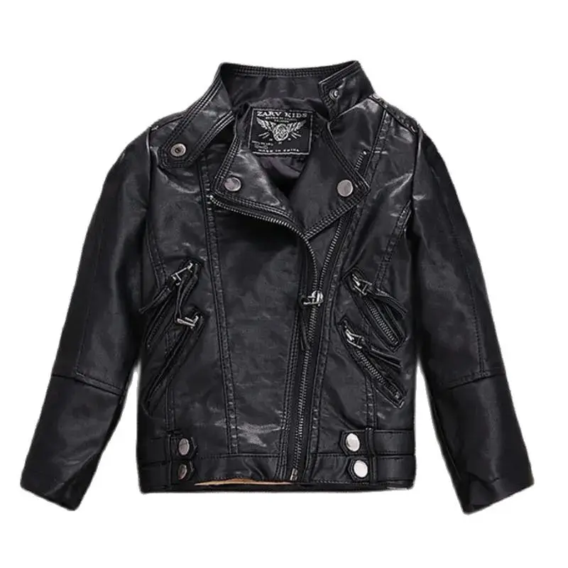 Children's Leather Jackets 2022 New Spring Autumn Boy's zipper Rivets PU Leather Jacket Fashion Kids Coats 1-14 years old