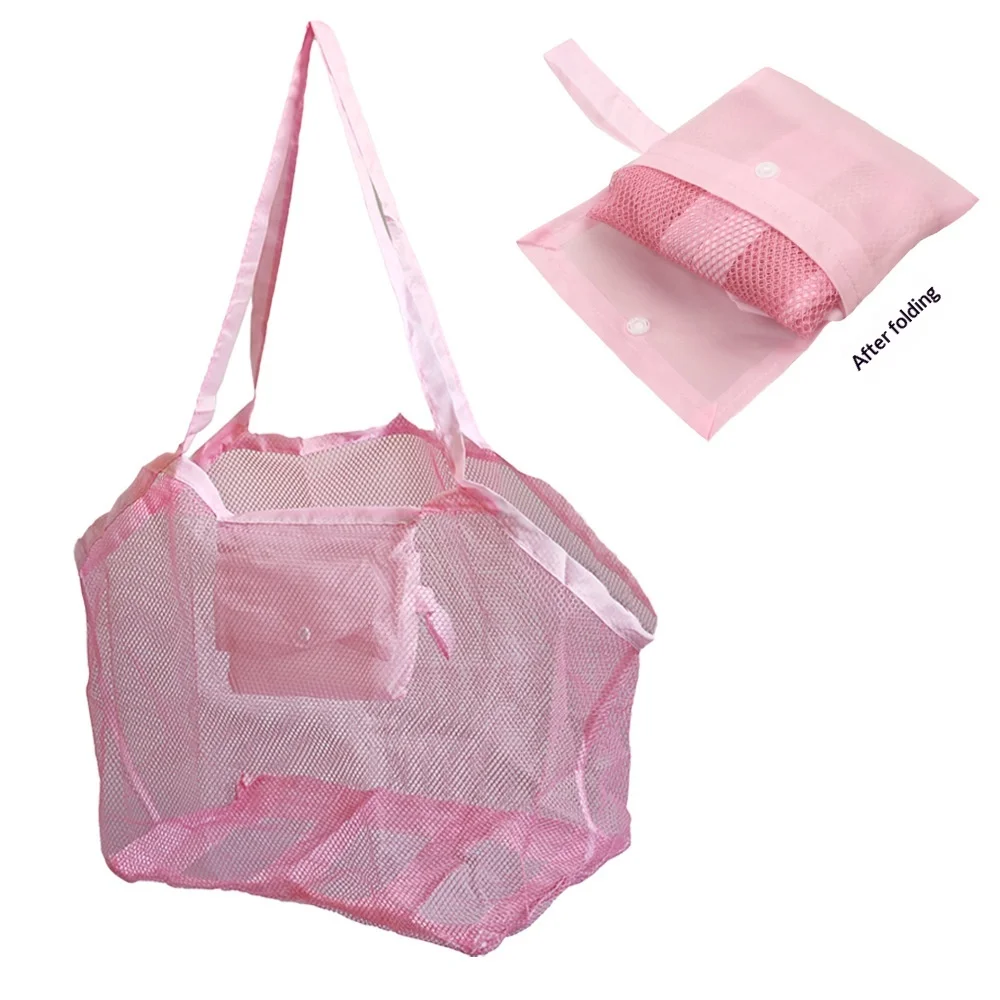1Pc Small Kids Sand-Free Mesh Beach Bag, Portable Toy Storage Tote, Large Swim Bag for Towels & Ladies Makeup Organizer