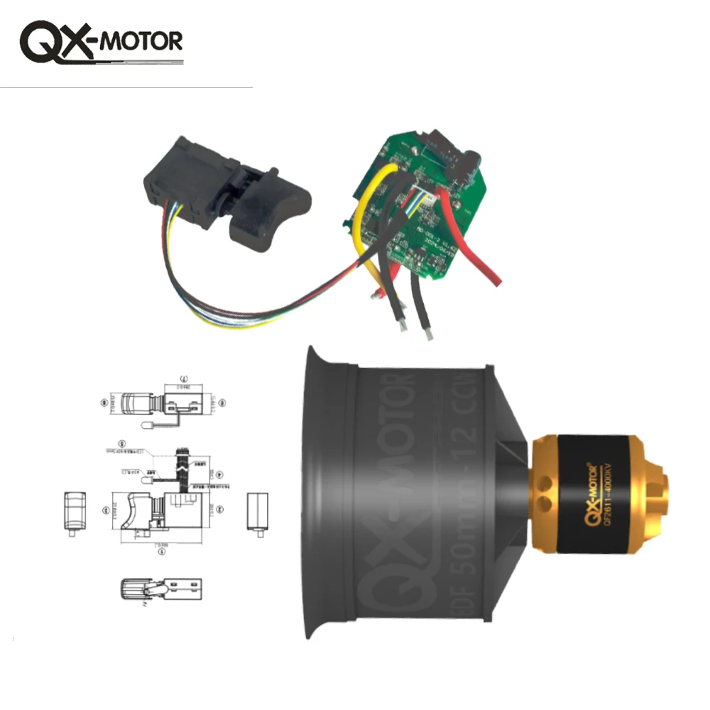 

QX-MFLU QF2611-4000KV (CW and CCW) 50mm brushless motor, violent fan assembly accessory, can use model aircraft battery