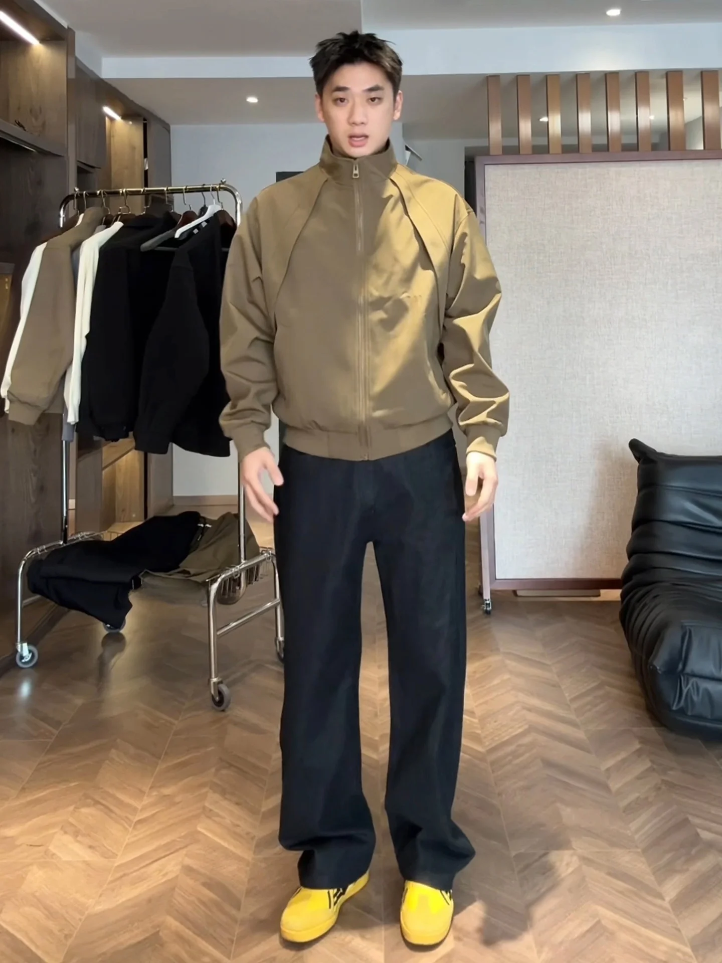 

American Original Color Bla Jeans Men's High Waist Straight Loose Long Trousers Autumn Season Casual Loose Fit Jeans