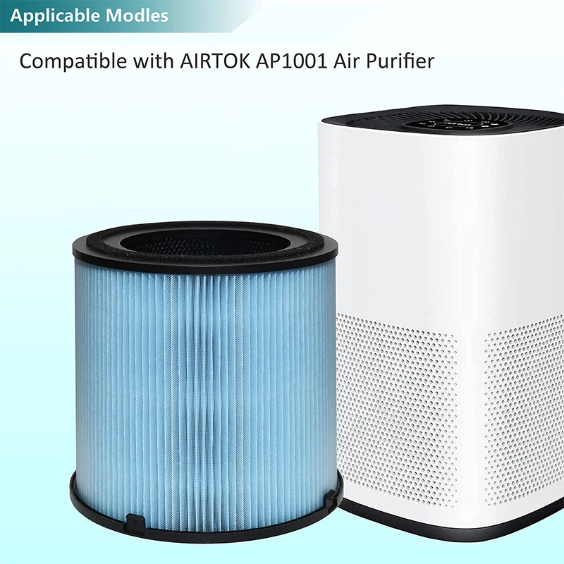 Compatible with AIRTOK AP1001 Air Purifier Filter, HEPA + Activated Carbon Replacement Filter for Home – Eliminates Odors