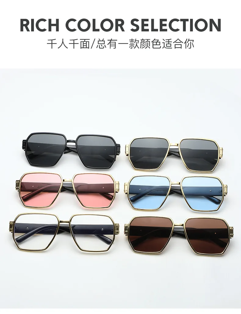 Neue Ankunft Vintage Polygon Sonnenbrille Frauen Männer Quadrat Sonnenbrille Große Brillen Oculos De Sol für Männlich Weiblich Spezielle Geformt – Detail 5