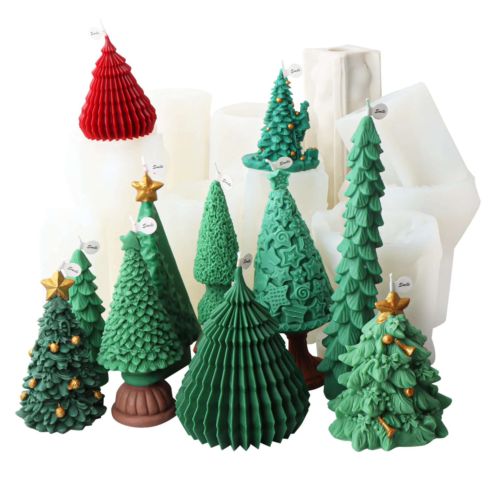 10-25cm 3D DIY Christmas Tree Candle Silicone Mold Christmas Gift Christmas Tree Resin Gypsum Silicone Mold Christmas Decoration