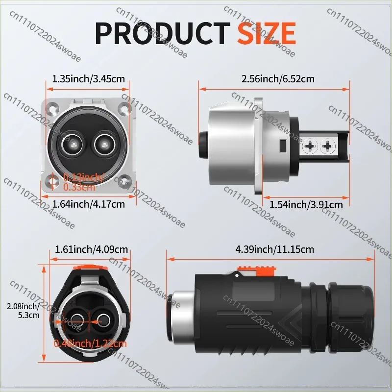 12V-48V 100A Tow Motor Plug 6 To 4 AWG Cable 2 Pin IP67 Waterproof Round Connector with Terminals Quick Lock