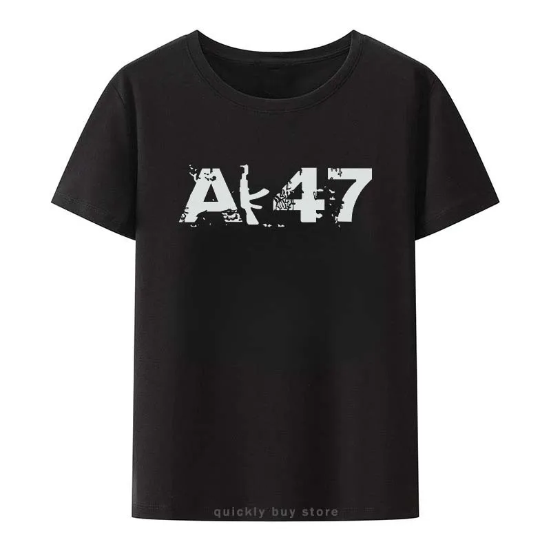 Summer Hot Sale Russia Kalashnikov Ak 47 Short-sleeve Nostalgia Breathable Camisetas Men Women Black White Modal Print T Shirt