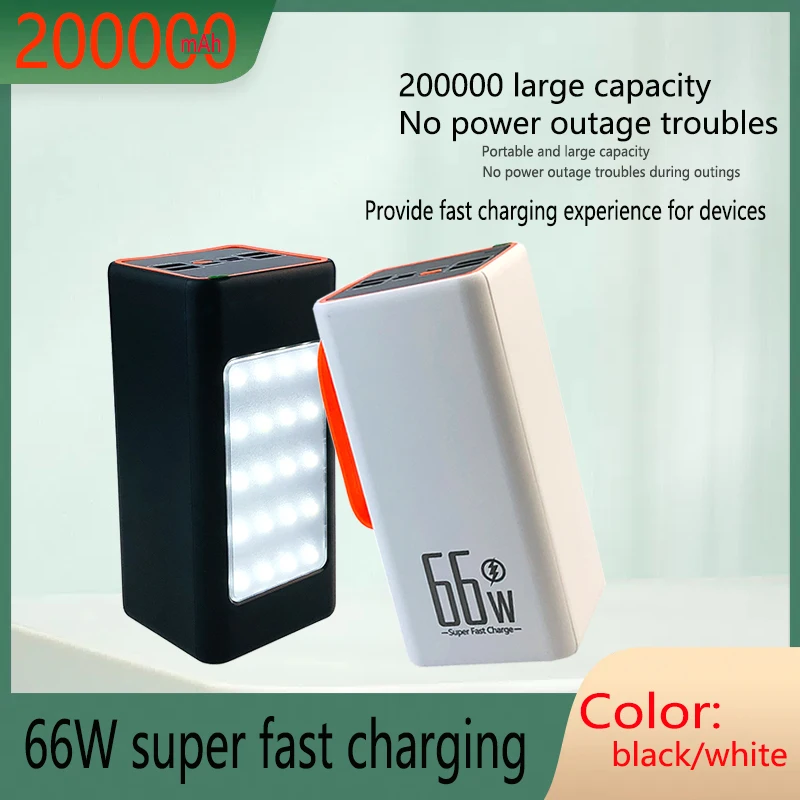 66W portable charging bank 50000mAh high-power camping charging bank TypeC ultra fast charger mobile phone LED flashlight