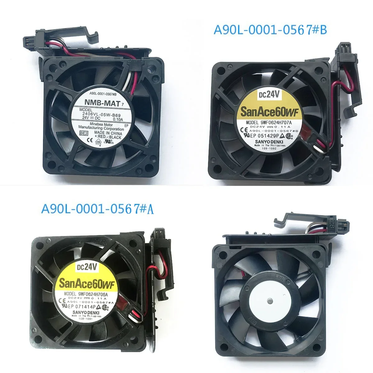 2PCS  A90L-0001-0567 # B/A Fan 9WF0624H707A/706A 2406VL-05W-B69