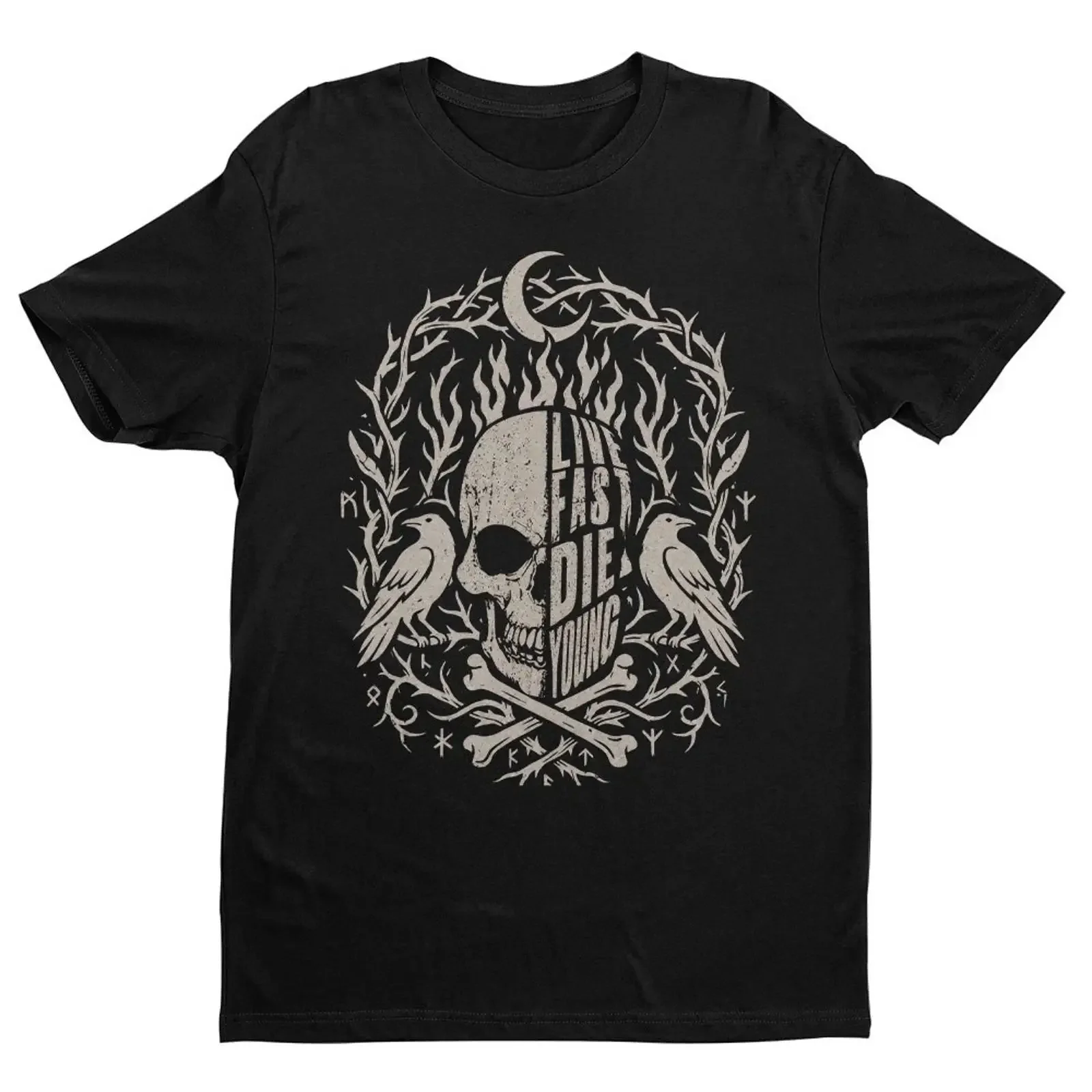 Retro Live Fast Die Young T-Shirt Gothic Skull Lover's für Herren, Vintage, gewaschen, Unisex, Herrenmode, Designerkleidung, vielseitig einsetzbar