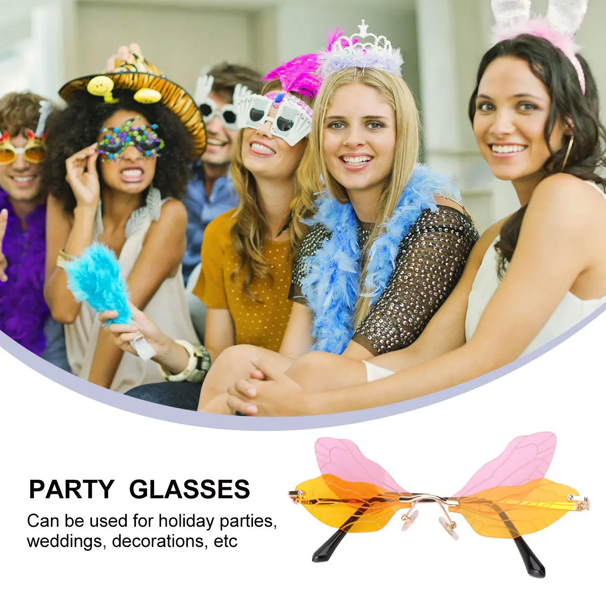 

Dragonfly Wings Glasses Party Photo Props Creative Design Exquisite Comfortable Wear Increase Holiday Atmosphere Costuming Gift