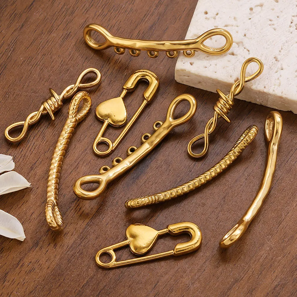 5pcs/lot Gold Thorns Metal Connector Pendant Double Hole Twisted Wire Charm for Jewelry Making Materiales DIY Bracelet Wholesale