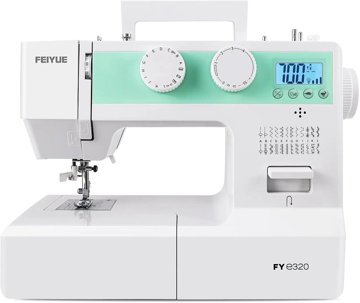 FYe320 Full Size Sewing Machine with Foot Pedal Speed Control Heavy Duty & Portable LCD Display 25 Built-in Stitches 6 Bobbins