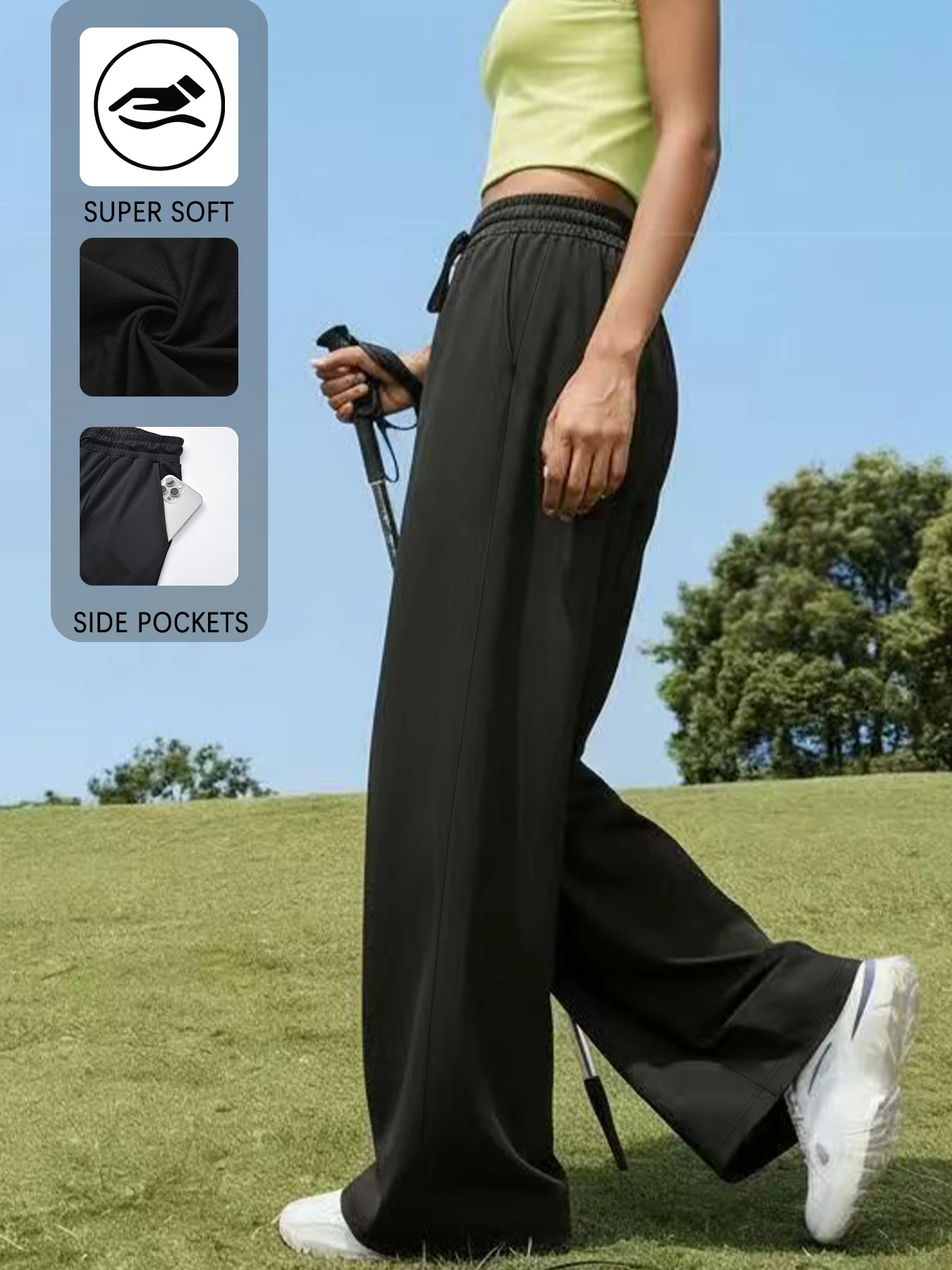 

Женские широкие спортивные брюки с карманами, свободного кроя, для занятий спортом