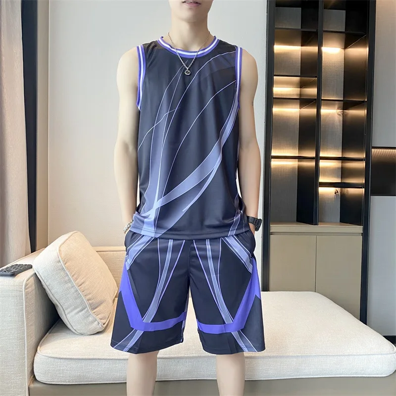 New Basketball Jersey for Men and Women Running Quick-drying Breathable Vest Short-sleeved Shorts Sports Jersey Large Size Suit