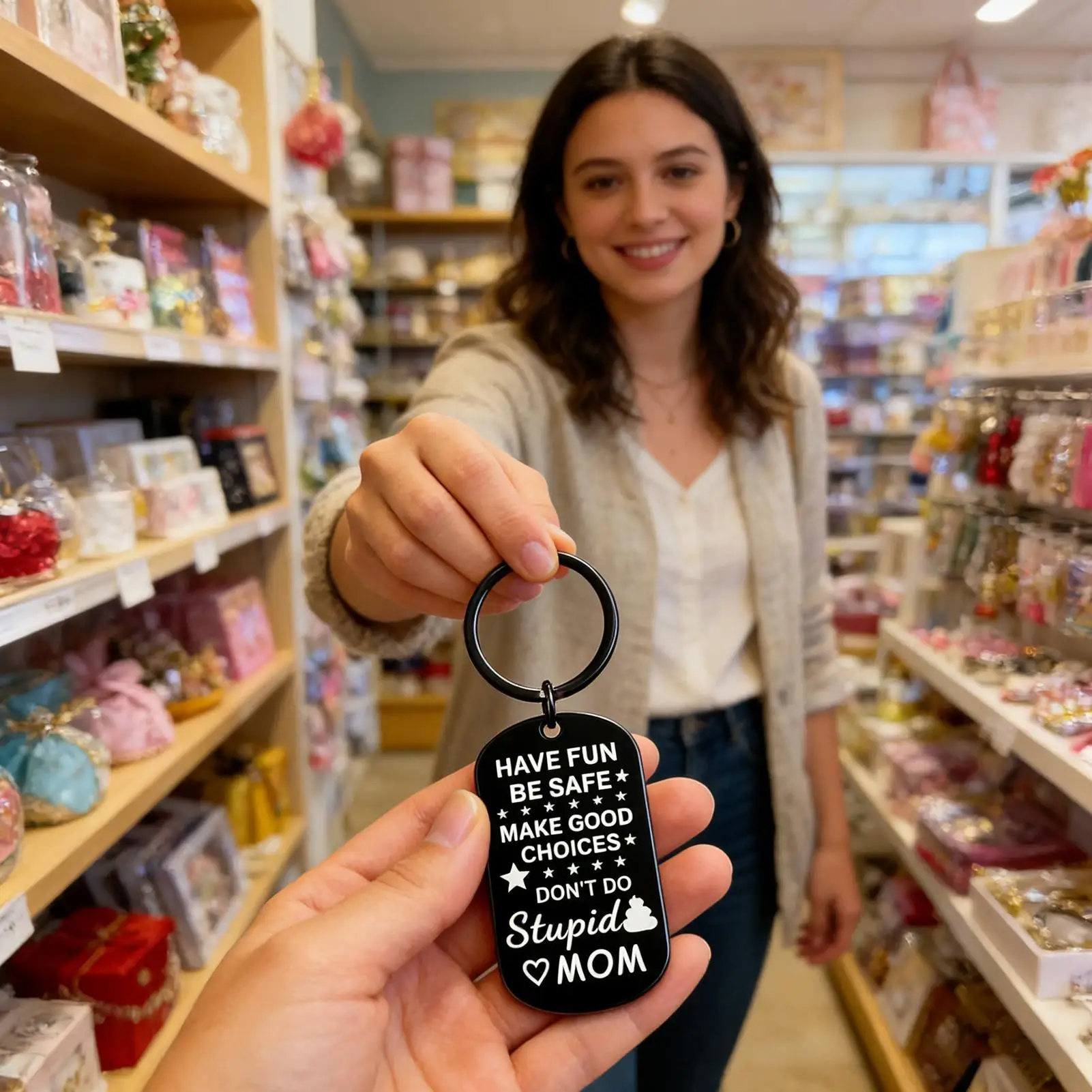 مفتاح سلسلة مضحك روح الدعابة كيرينغ محفظة حقيبة سحرية المفاتيح من الأم للطفل بنين الشباب ابن ابنة الأسرة الأصدقاء عيد الميلاد #1