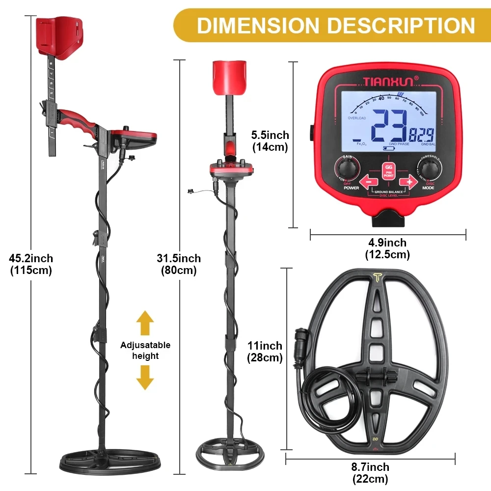 Imagem -04 - Detector de Metal de Ouro de Alto Desempenho Caçador de Tesouro Subterrâneo Buscador Pinpointer Novo Tx850l