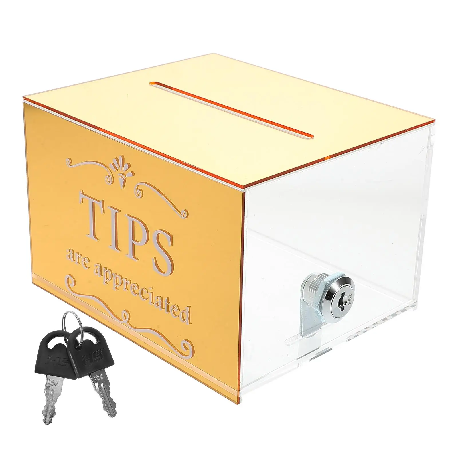 

Donation Tip Box Acrylic Lock Container for Fundraising Ballot Coin Jars Money Storage Large Capacity Secure Transparent