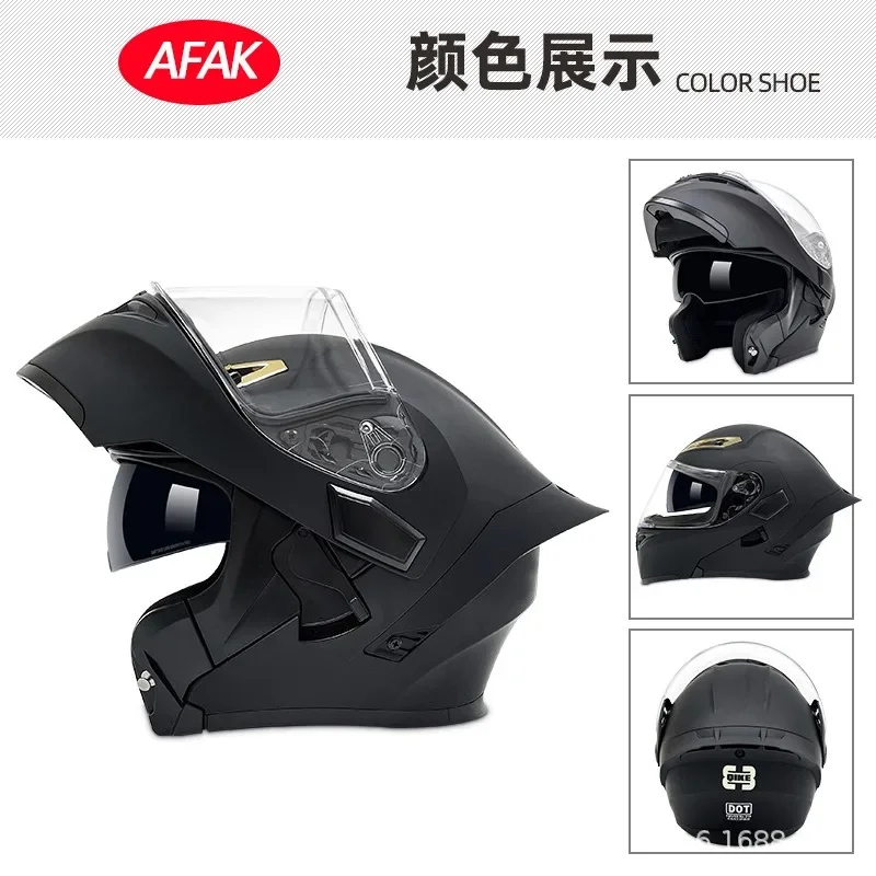 

Flip-Up Modular Motorcycle Helmet for Men & Women - Dual Lens Full Face All Season Helmet