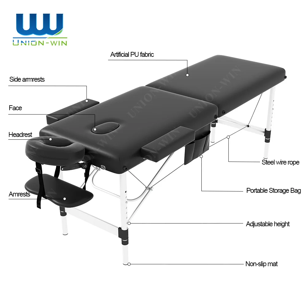طاولة سرير محمولة قابلة للطي من Union Win مع طاولة مقعد وأثاث صالون الوشم وسرير تدليك للتجميل #4