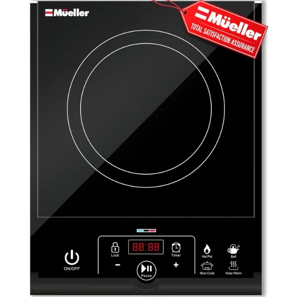 

Mueller RapidTherm Portable Induction Cooktop, Hot Plate Electric Stove Top Burner 1800W, 8 Temp Levels up to 460°F