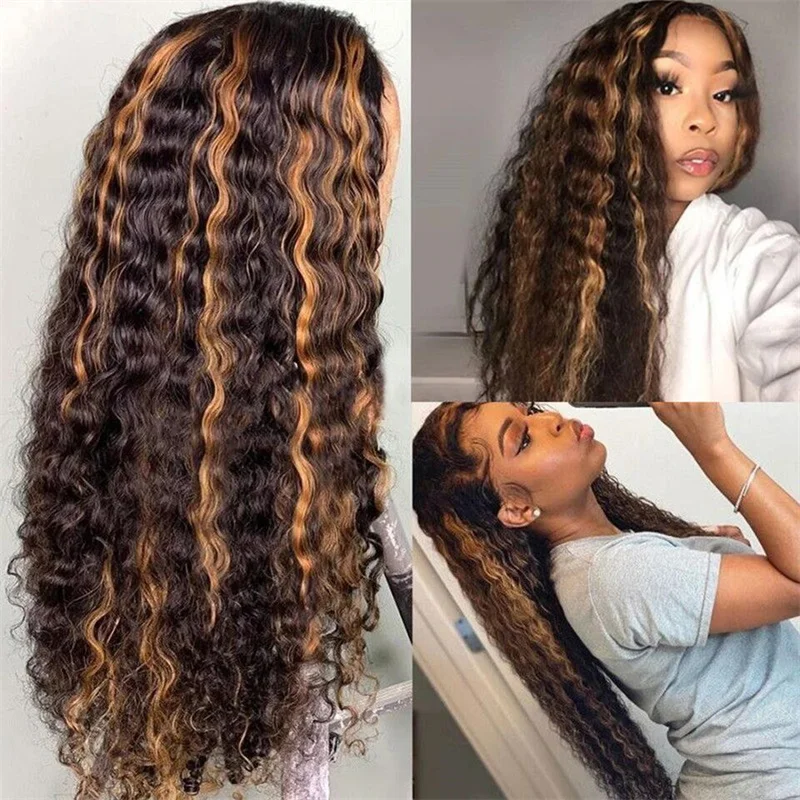 Peruca dianteira do laço encaracolado perverso pre-arrancado para mulheres, macio, longo, encaracolado, glueless, cabelo do bebê, diário, 26"