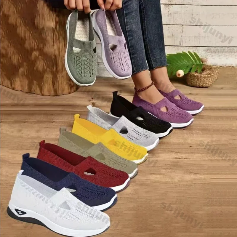 Spring Breathable Mesh Flats Shoes for Women Comfortable Slip on Casual Shoes Woman Lightweight Soft Bottom Loafers Plus Size 43 image 6