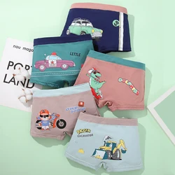 5pcs Mixed Boys Underwear Truck Car Dinosaur Animal Print 95% Cotton Breathable Children's Underwear For All Seasons