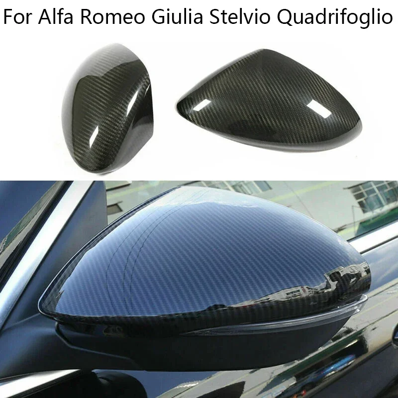 

For Alfa Romeo Giulia Stelvio Quadrifoglio 2017-2021 Carbon Fiber Car RearView Side Mirror Cover Caps Shell parts modification