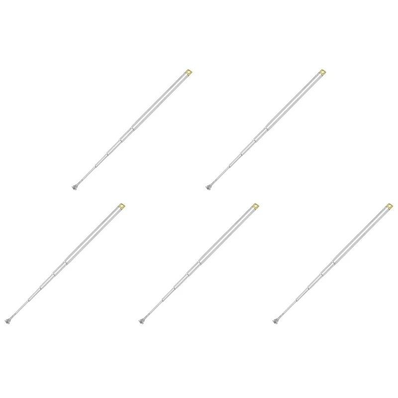 5 Pcs 307Mm 12 Inch 5 Sections Telescopic Antenna Remote Aerial For FM Radio TV