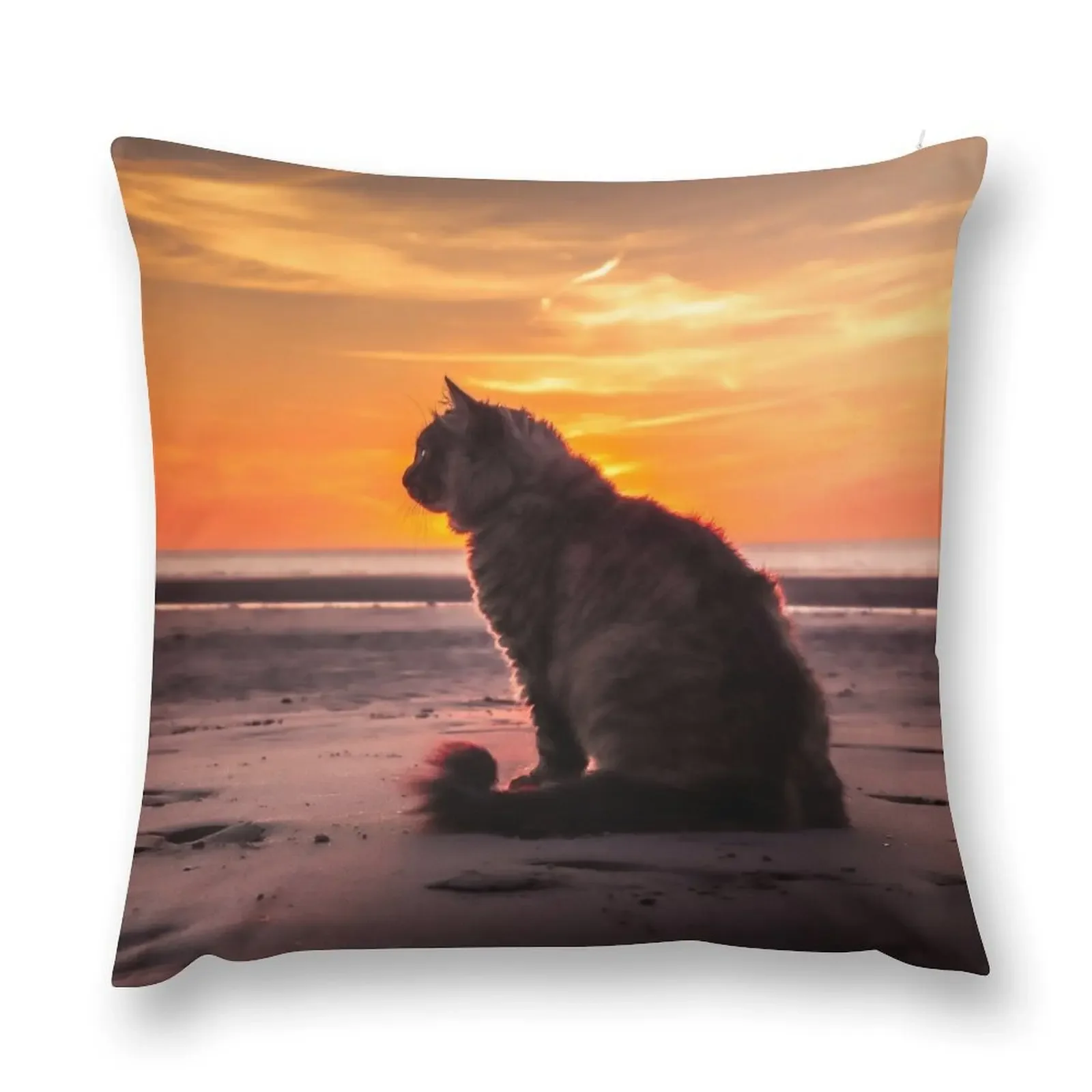 Cat at sunset Throw Pillow Christmas Cushion For Home Decorative Cushion Cover pillow