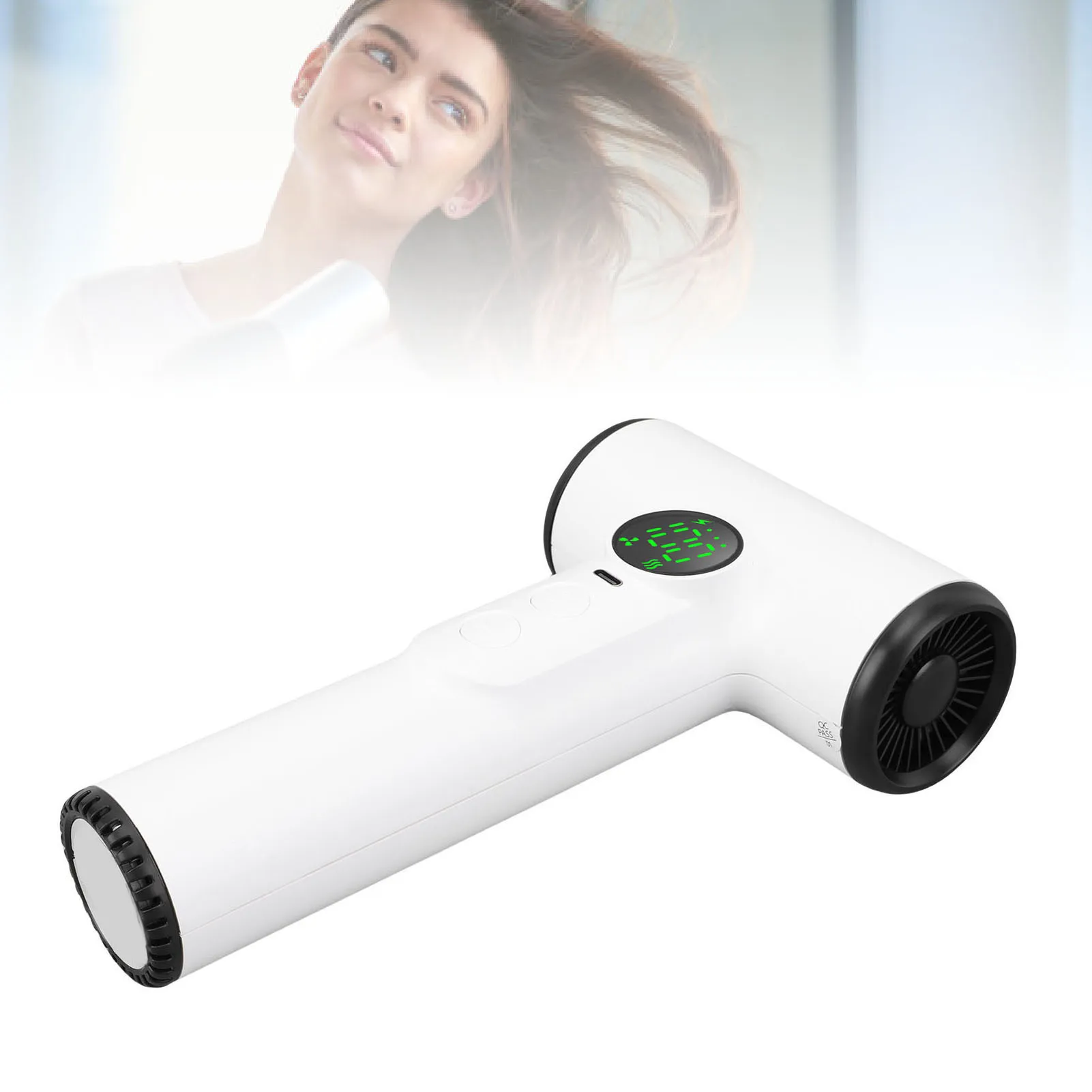 

Wireless Blow Dryer with USB-C Charging, Long Lasting Battery & Nozzle for Quick Drying, Perfect Portable Styling Tool