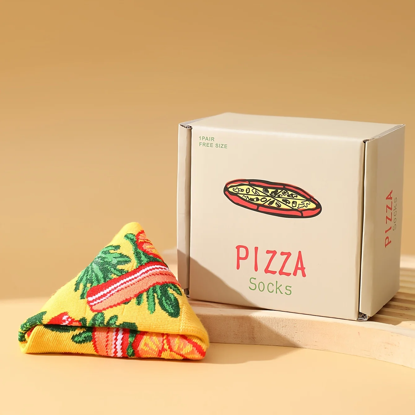 A pair of pizza new strange gift socks are comfortable and breathable suitable for Christmas Valentine\'s Day gifts on Halloween