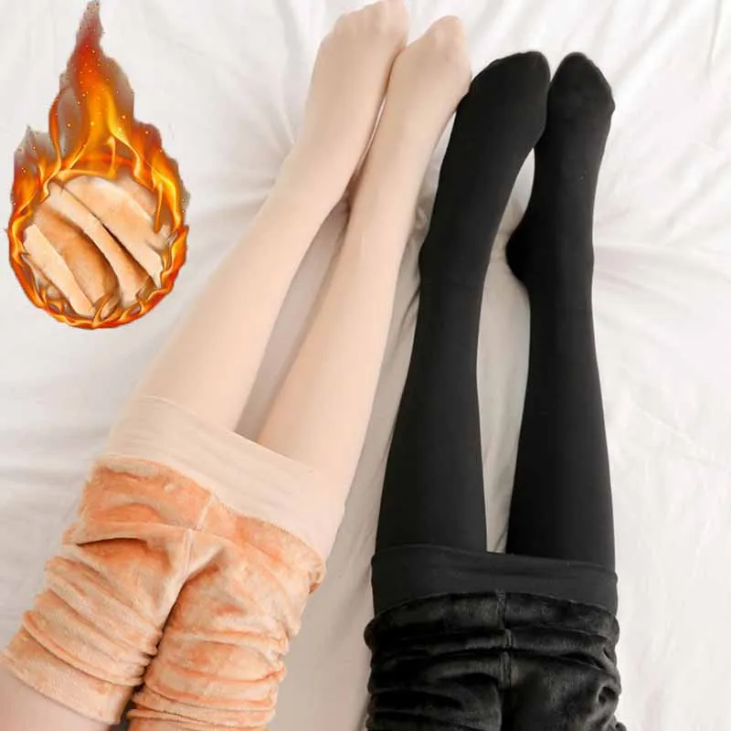 

Winter Leggings Knitting Velvet Tights Casual Legging High Elastic Thicken Lady's Warm Pants Skinny Pants For Women Stocking