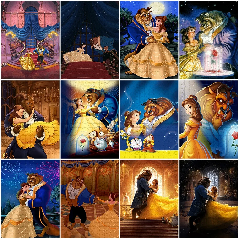 Disney Princess Couple Beauty and The Beast Puzzles for Adults 1000 Piece Jigsaw Puzzle Cartoon Games Education Diy Toys Decor