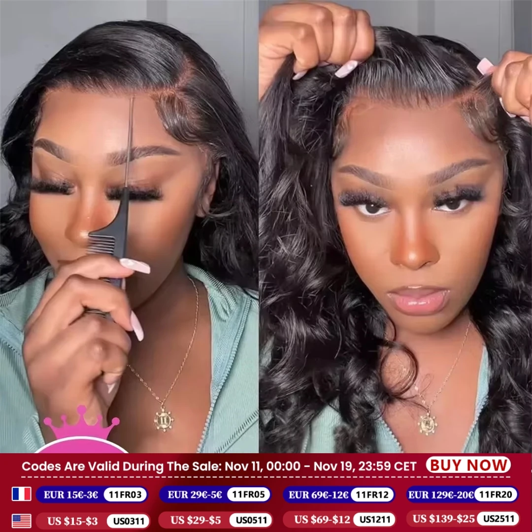 Vrvogue ارتداء والذهاب شعر مستعار بدون صمغ طبيعي أسود الجسم موجة الدانتيل شعر مستعار أمامي 100% شعر الإنسان 6x4 الدانتيل إغلاق شعر مستعار للمرأة للبيع #1