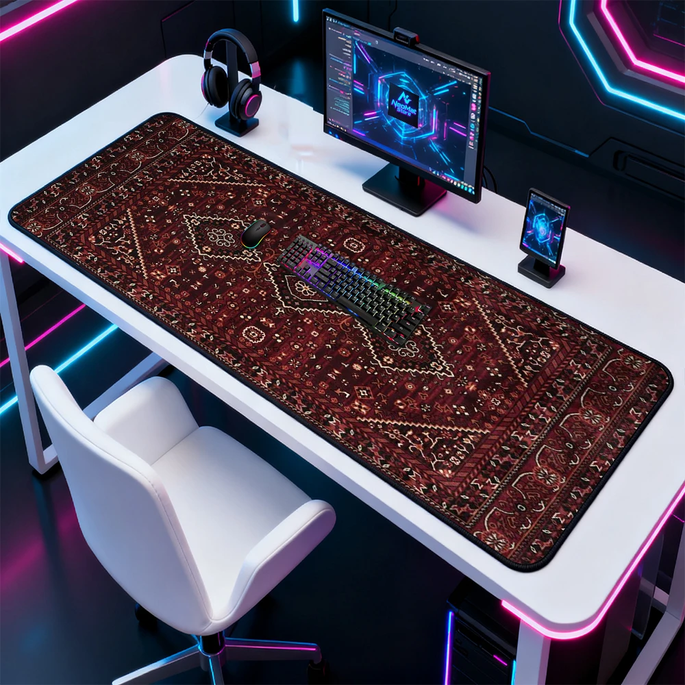 Ethnic Geometric Mouse Pad Pc Desk Mat 160x60 5mm Thick Nonslip Gaming Traditional Pattern Large Mousepad Accessories Full Desk