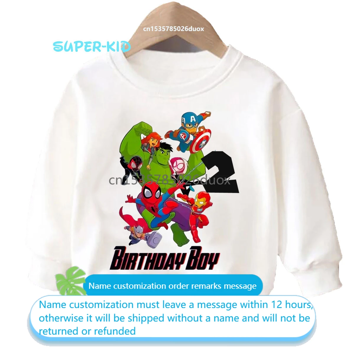 Winter Spider-Man SpiderMan The Hulk Personalize Name Kids Hoodies 2 3 4 5 6 7 8 9 Year Marvel Superhero Birthday Boy Sweatshirt