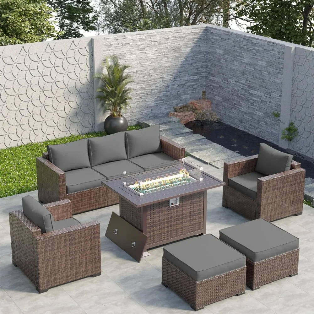 

Outdoor Patio Furniture Sets, 10 Pieces Wicker Patio Furniture, Outdoor Sectional Patio Couch Set, Outdoor Conversation Set