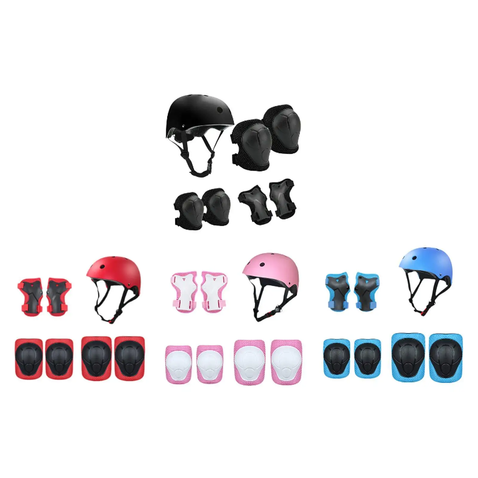 7 Pieces Kids Bike Helmet Protective Gear Set Comfortable Roller Skating Hand Elbow Knee Pads for Skateboarding Outdoor Sports