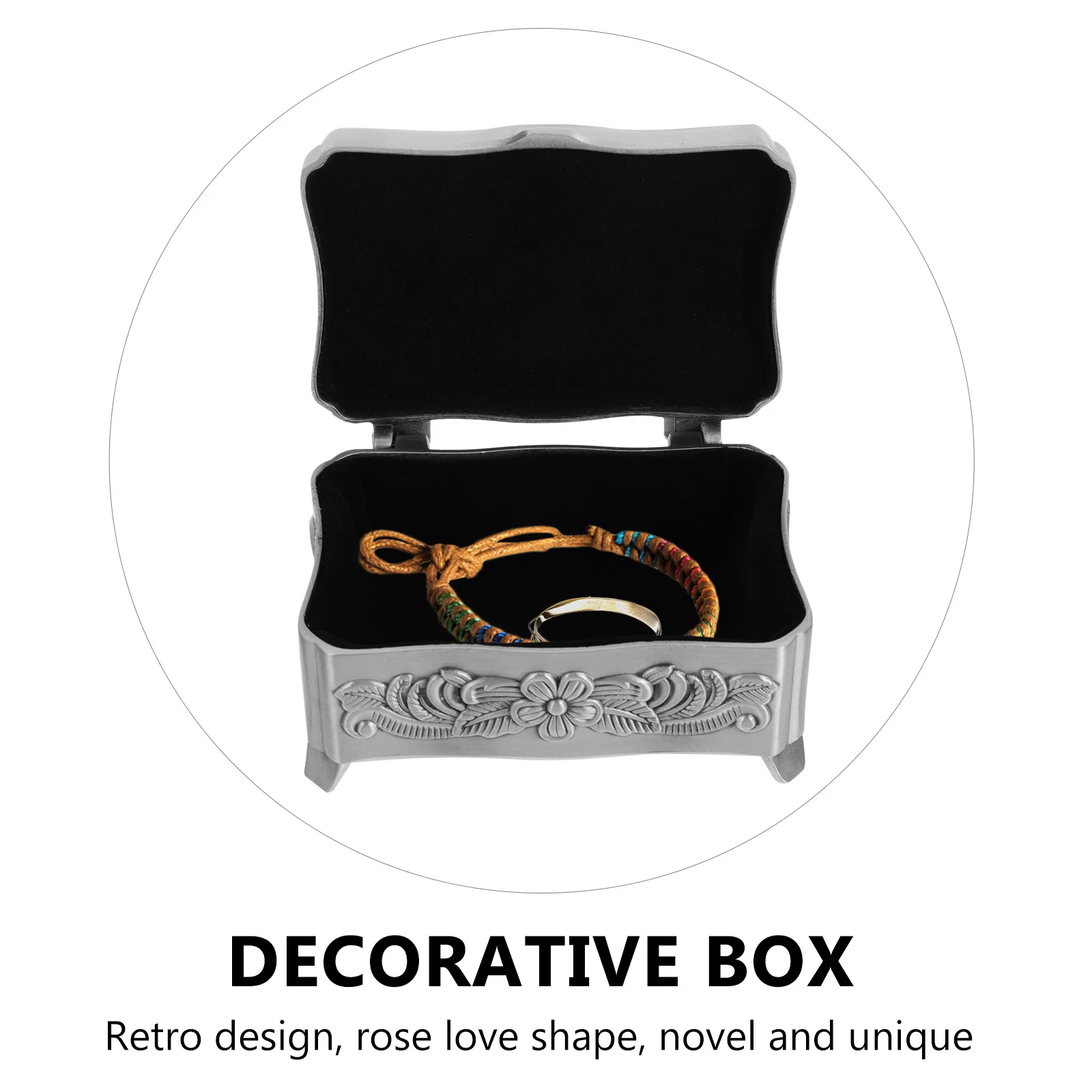 

1Pcs Vintage Silver Jewelry Storage Box Retro Metal Organizer Durable Zinc Alloy Case Multipurpose Holder for Rings Earrings