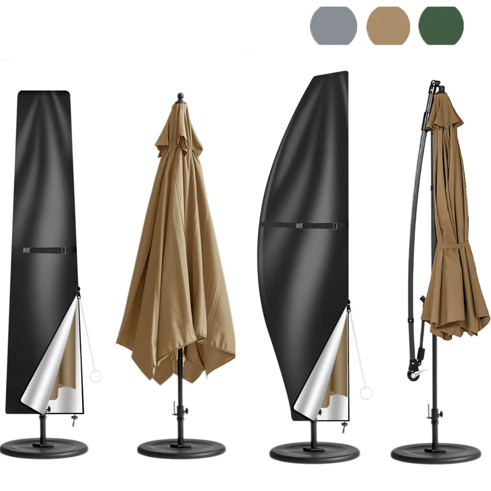 2pc Offset Umbrella Cover Waterproof Oxford Fabric 1.7m to 2.8m Banana Parasol Outdoor Anti-UV Rain Covers ith Rod &Pull Ring