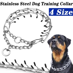 Dog Training Collar Adjustable Metal Choke Spike Chain with Rubber Tips Pet Supplies Prong Collar for Small Medium Large Dogs