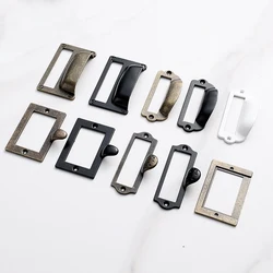 Retro Office Library Drawer Tag Frame Label Holder Pull File Cabinet Door Card frame Pull Handle