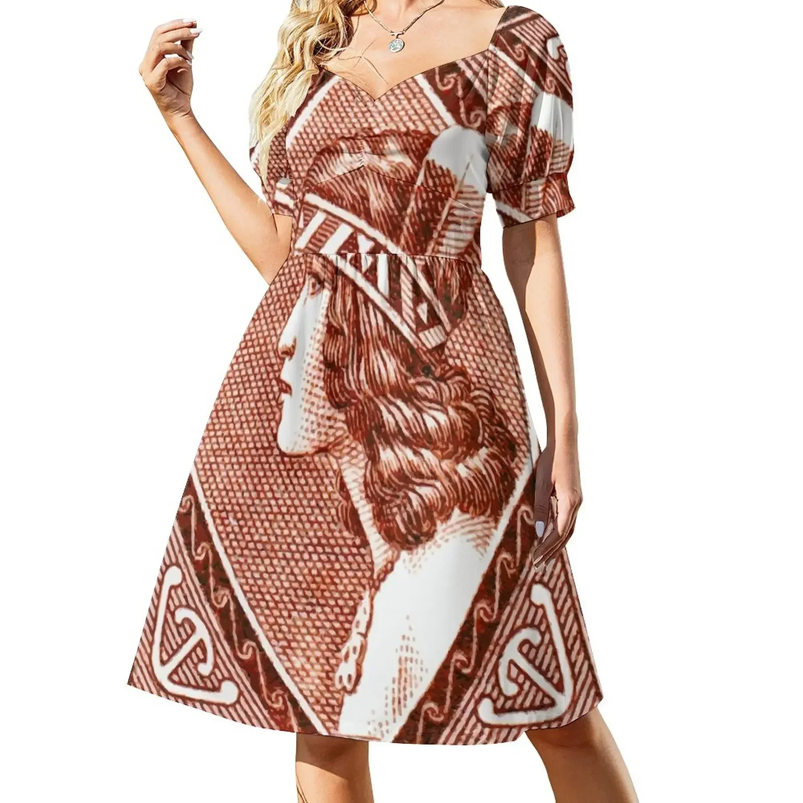 1936 New Zealand Maori Girl Postage Stamp Sleeveless Dress birthday dress Cocktail of dresses Dress