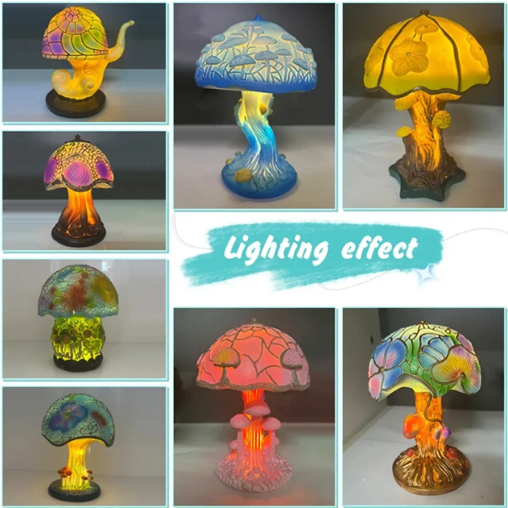 

Colourful Plant Series Bedside Table Lamp LED Desktop Decoration Table Lamp Flower Mushroom Snail Creative Colourful Night Light